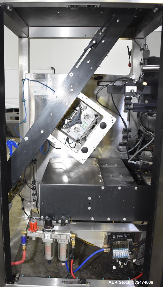 Used Matrix Packaging Mercury HS High Speed Vertical, Form, Fill and Seal Machine. Capable of speeds up to 140 BPM. Bag size range: 1.75" - 11" (Width) x 2.5" - 15" (Length). Has side belt pull downs...